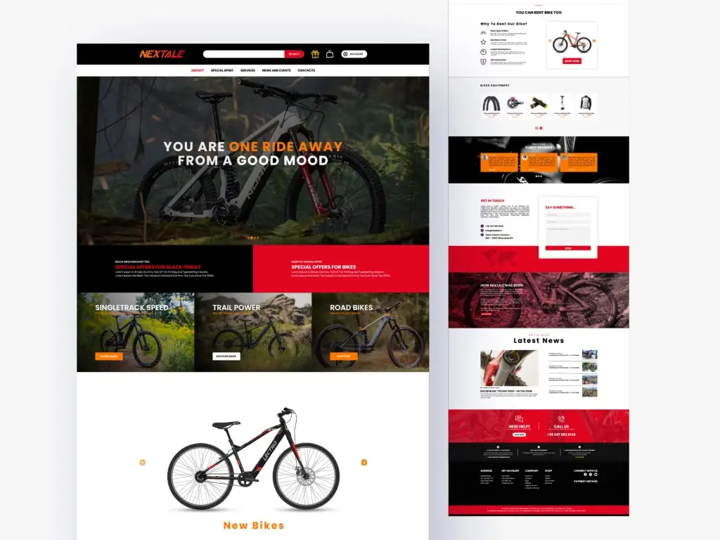 bicycle landing page UI